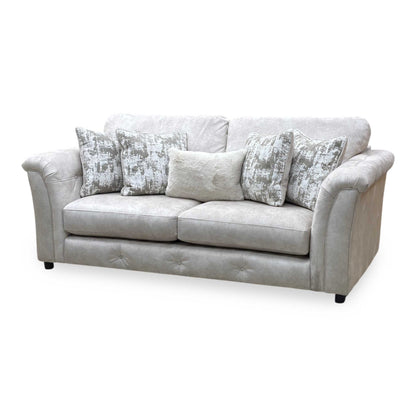 ‘Aura’ Kenzo Cream Dw Ft Velvet Fabric 3 Seater Classic Back Sofa