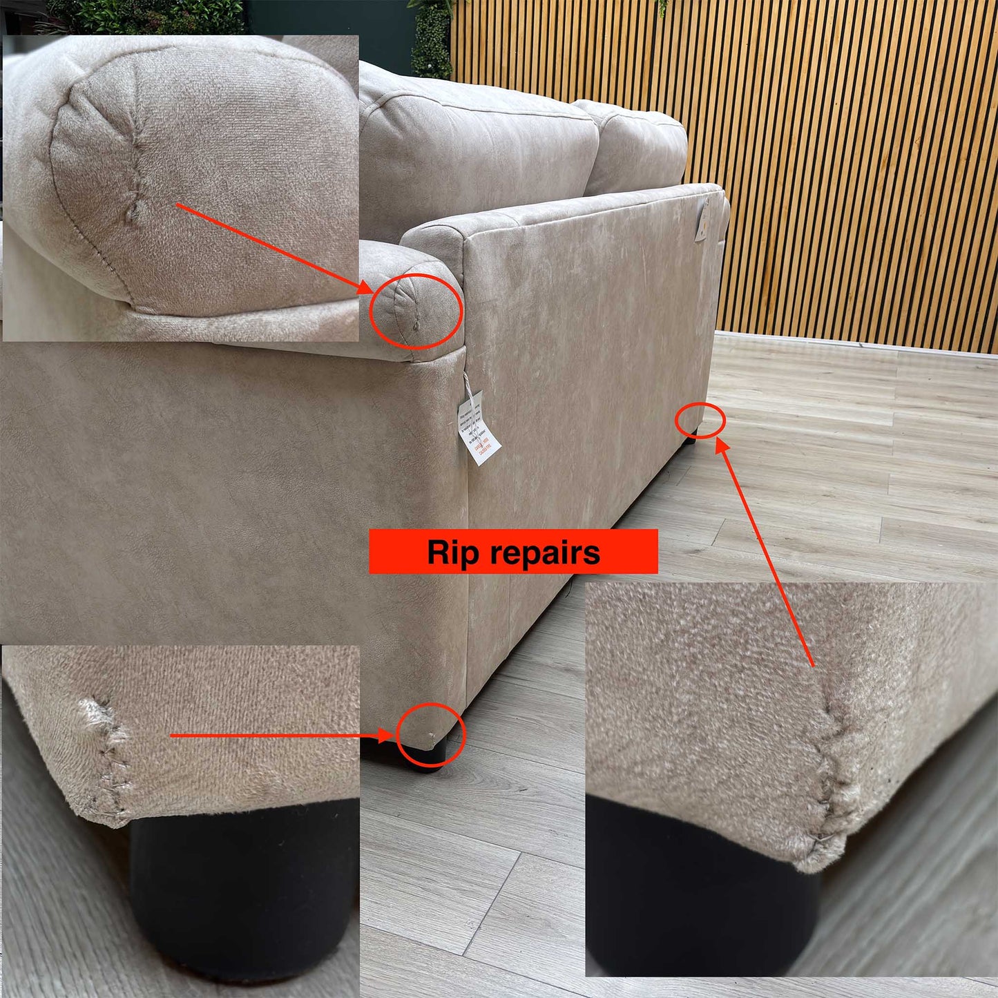 ‘Aura’ Kenzo Cream Dw Ft Velvet Fabric 3 Seater Classic Back Sofa