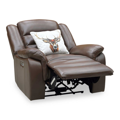 ‘Berlin’ Cognac Brown Leather Power Recliner Armchair Direct From Manufacturer
