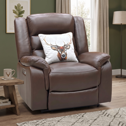 ‘Berlin’ Cognac Brown Leather Power Recliner Armchair Direct From Manufacturer