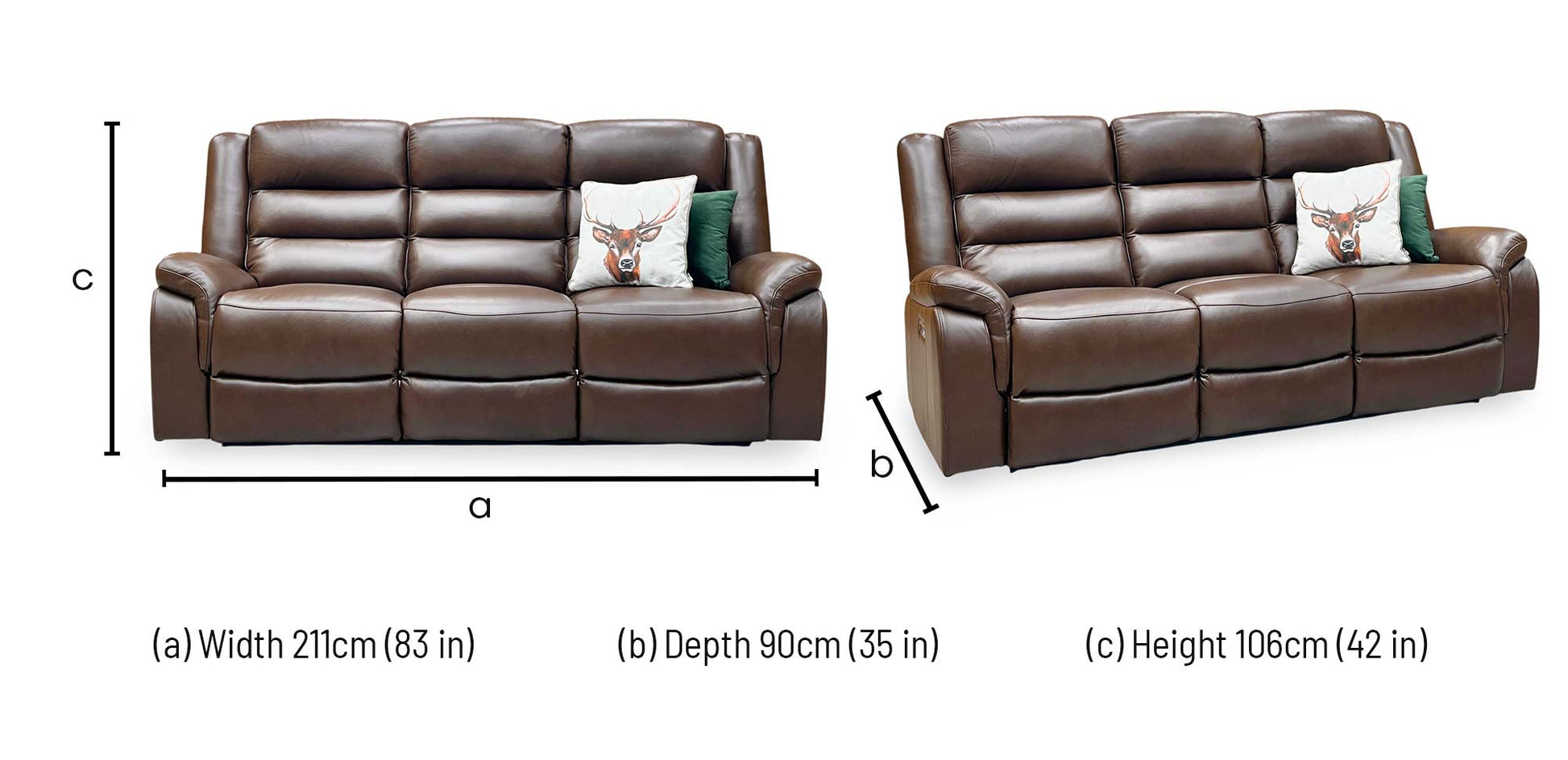 ‘Berlin’ Cognac Brown Leather 3 + 2 Seater Power Recliner with Power Armchair Sofa Set Direct From Manufacturer