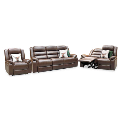 ‘Berlin’ Cognac Brown Leather 3 + 2 Seater Power Recliner with Power Armchair Sofa Set Direct From Manufacturer