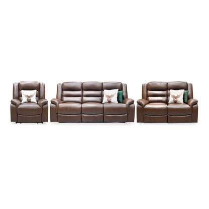 ‘Berlin’ Cognac Brown Leather 3 + 2 Seater Power Recliner with Power Armchair Sofa Set Direct From Manufacturer