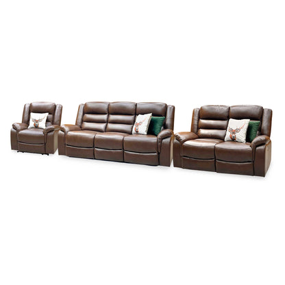 ‘Berlin’ Cognac Brown Leather 3 + 2 Seater Power Recliner with Power Armchair Sofa Set Direct From Manufacturer