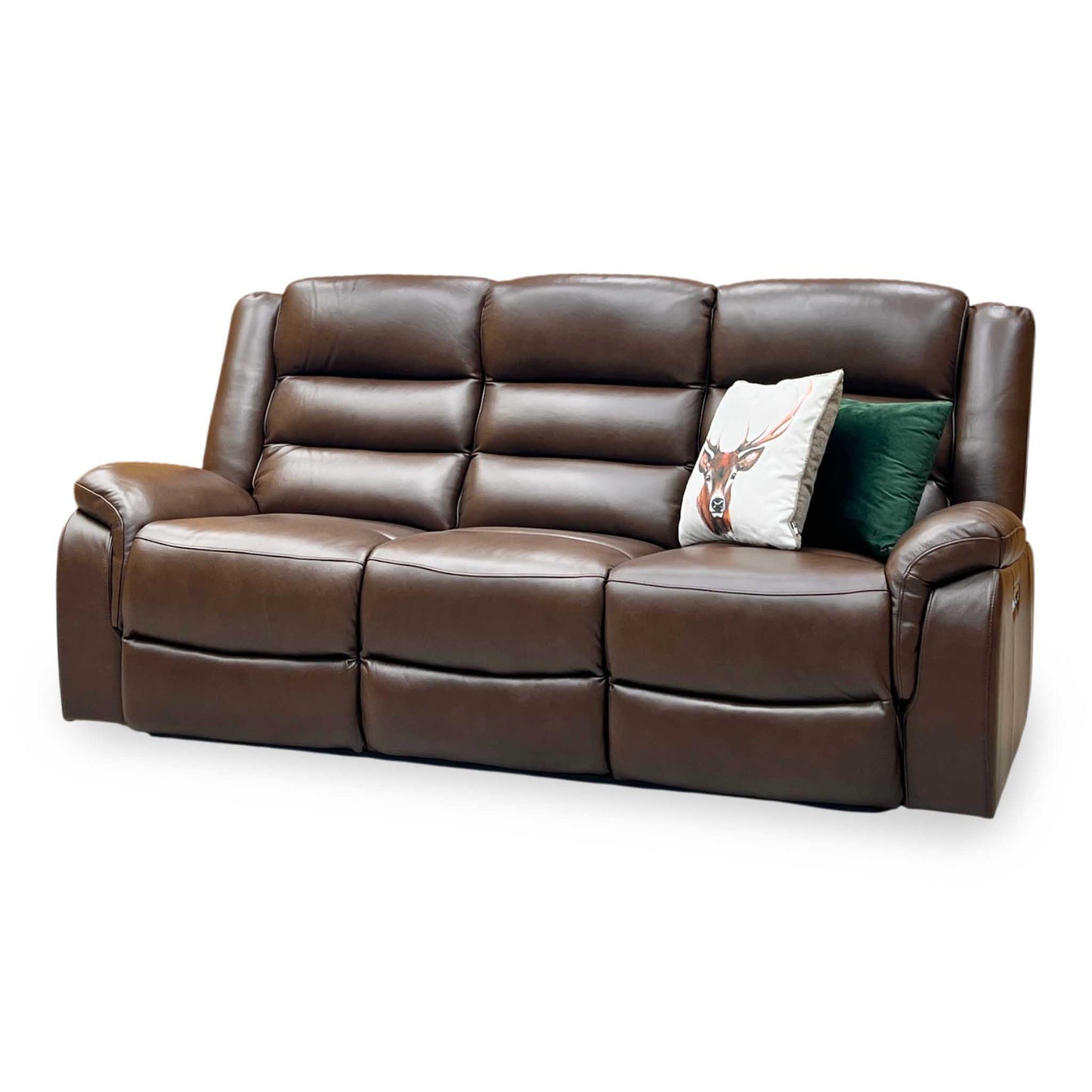 ‘Berlin’ Cognac Brown Leather 3 Seater Power Recliner Sofa Direct From Manufacturer