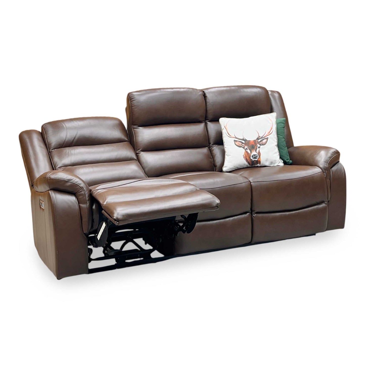 ‘Berlin’ Cognac Brown Leather 3 Seater Power Recliner Sofa Direct From Manufacturer
