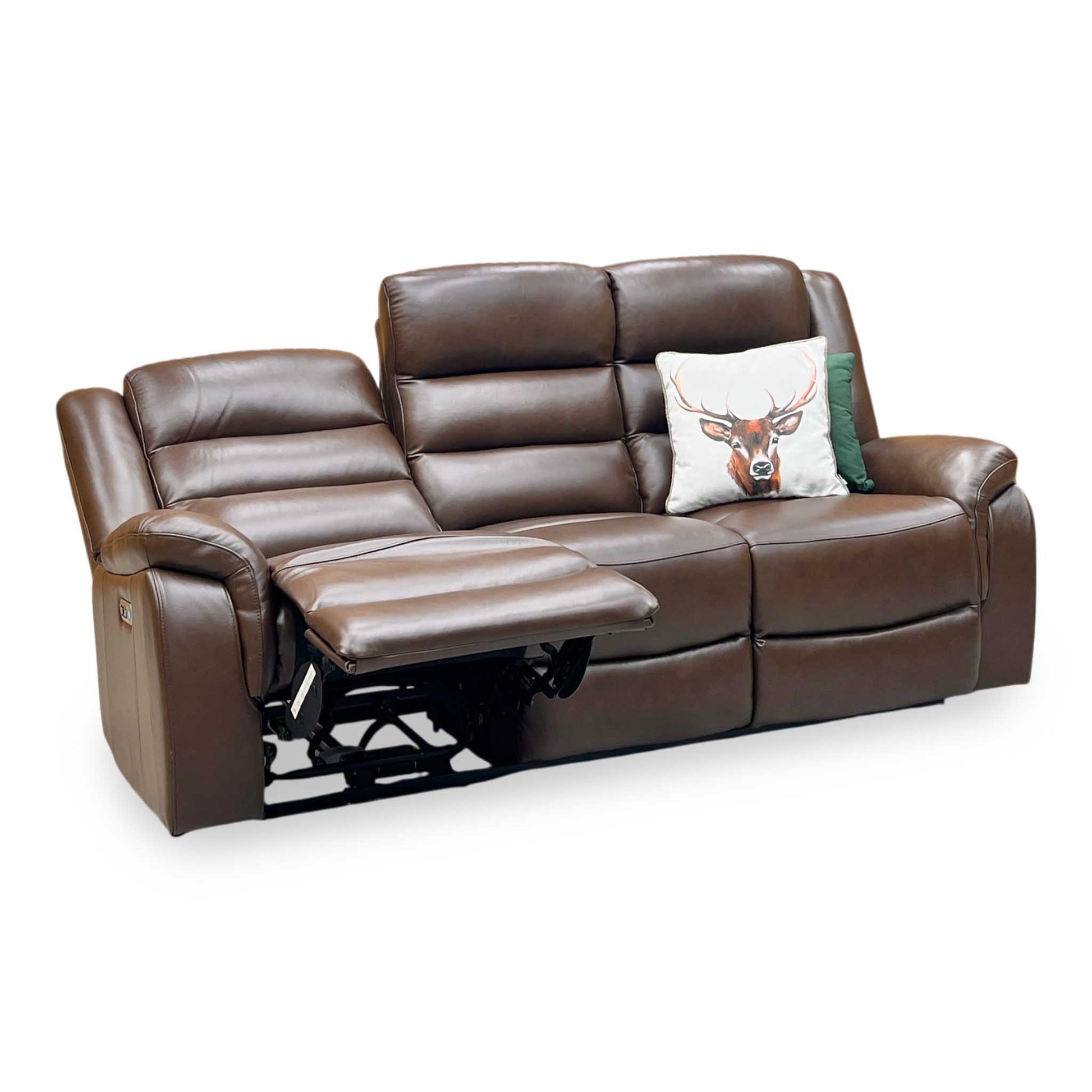 ‘Berlin’ Cognac Brown Leather 3 Seater Power Recliner Sofa Direct From Manufacturer