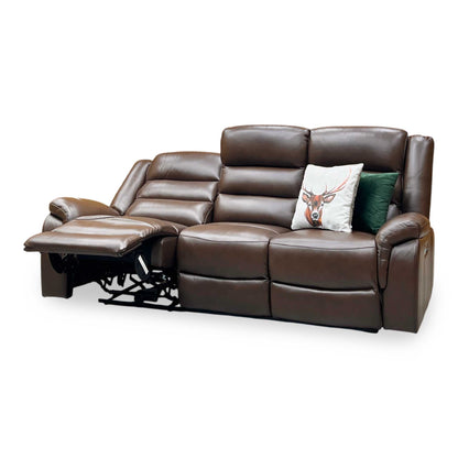 ‘Berlin’ Cognac Brown Leather 3 Seater Power Recliner Sofa Direct From Manufacturer