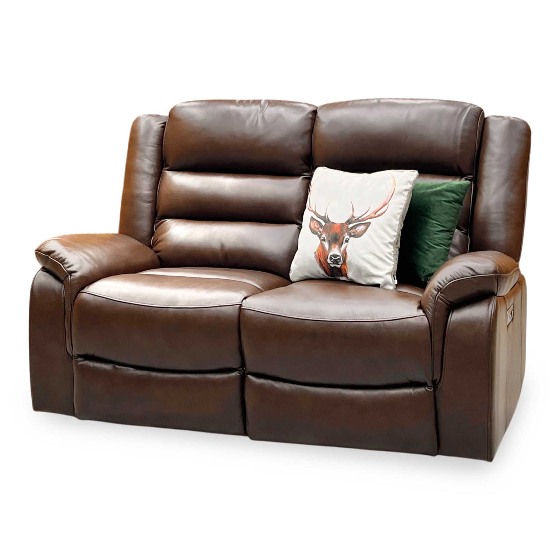 ‘Berlin’ Cognac Brown Leather 2 Seater Power Recliner Sofa Direct From Manufacturer