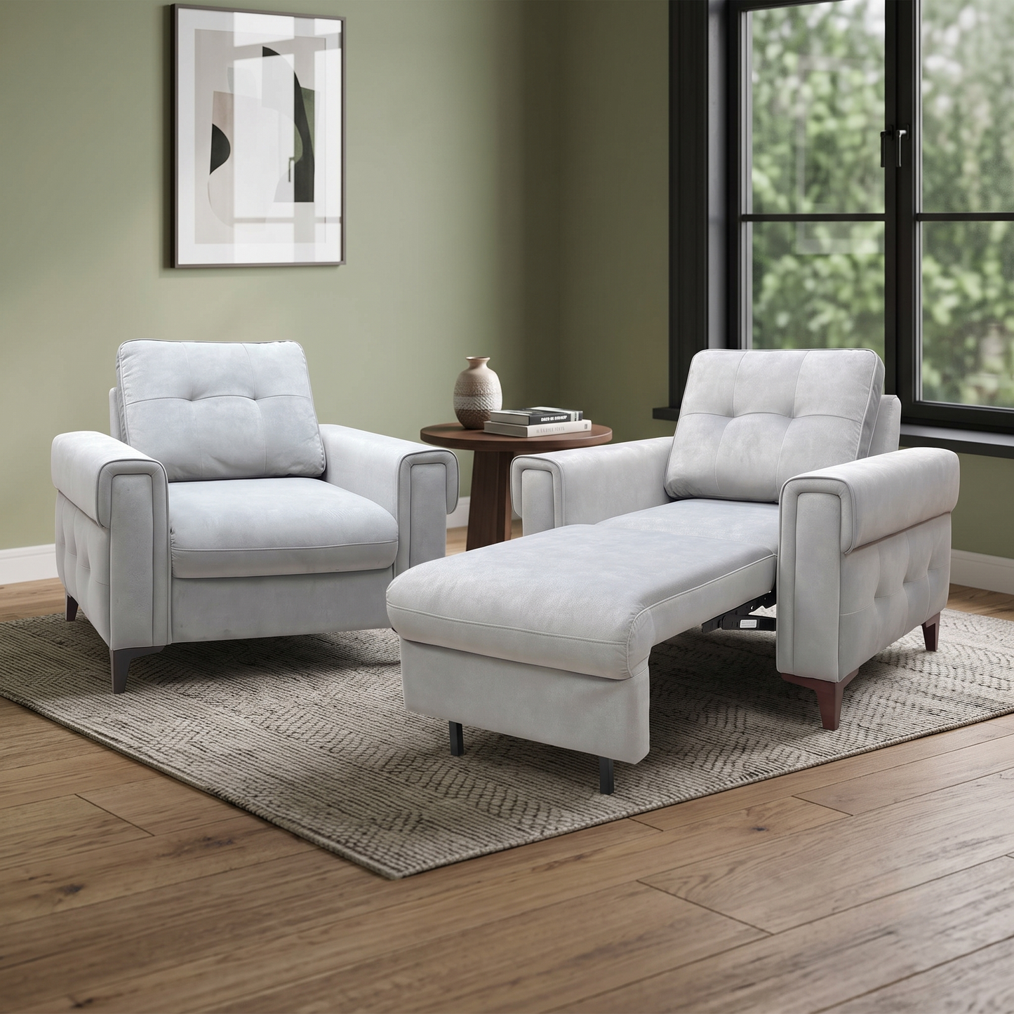 ‘Zoom’ Nappe Grey Nv-0107 Velvet Chair Set - Chair Sofa Bed + Standard Chair