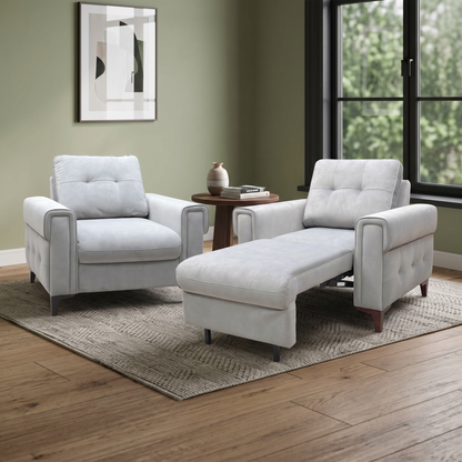 ‘Zoom’ Nappe Grey Nv-0107 Velvet Chair Set - Chair Sofa Bed + Standard Chair
