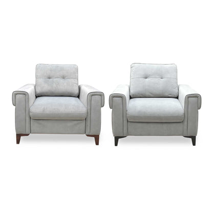 ‘Zoom’ Nappe Grey Nv-0107 Velvet Chair Set - Chair Sofa Bed + Standard Chair