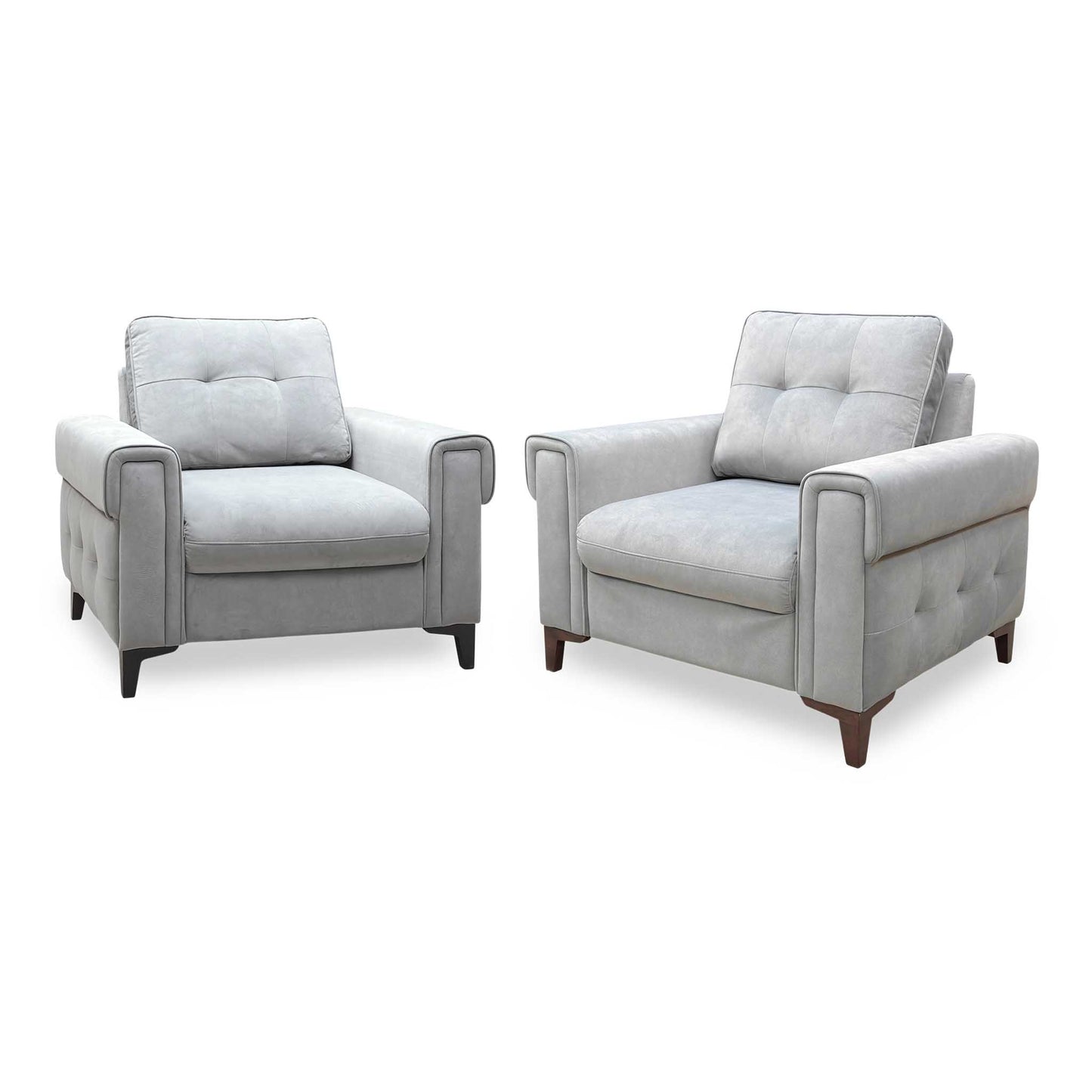 ‘Zoom’ Nappe Grey Nv-0107 Velvet Chair Set - Chair Sofa Bed + Standard Chair