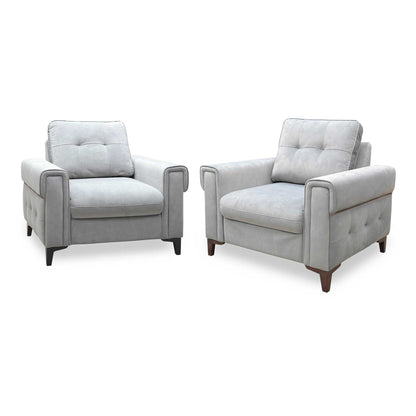 ‘Zoom’ Nappe Grey Nv-0107 Velvet Chair Set - Chair Sofa Bed + Standard Chair