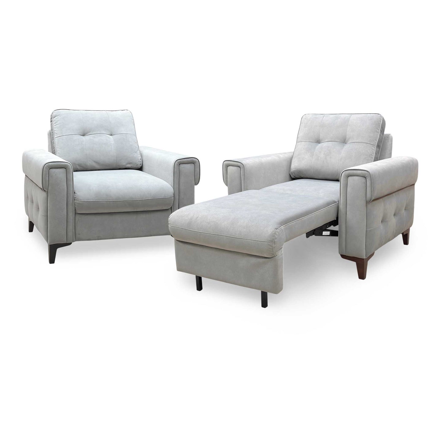 ‘Zoom’ Nappe Grey Nv-0107 Velvet Chair Set - Chair Sofa Bed + Standard Chair