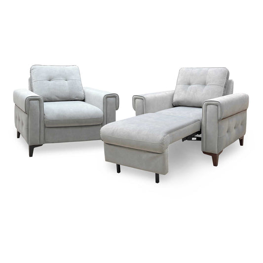 ‘Zoom’ Nappe Grey Nv-0107 Velvet Chair Set - Chair Sofa Bed + Standard Chair