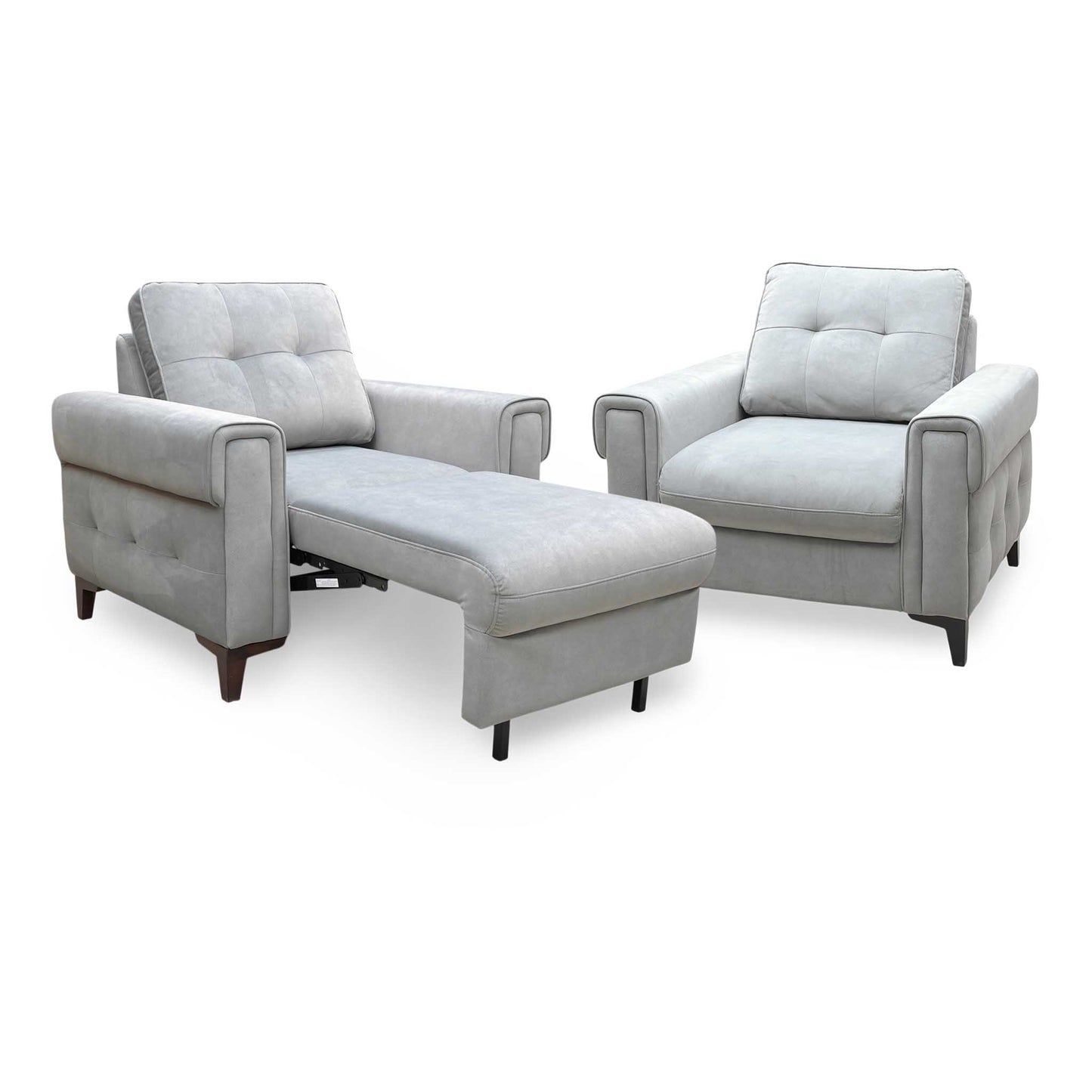 ‘Zoom’ Nappe Grey Nv-0107 Velvet Chair Set - Chair Sofa Bed + Standard Chair