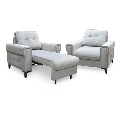‘Zoom’ Nappe Grey Nv-0107 Velvet Chair Set - Chair Sofa Bed + Standard Chair