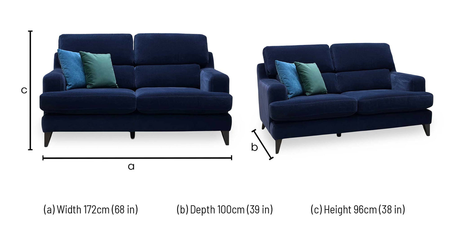 The Lounge Co. ‘Romilly’ Mid009 Midnight Indigo Blue Fabric 2.5 Seater Sofa