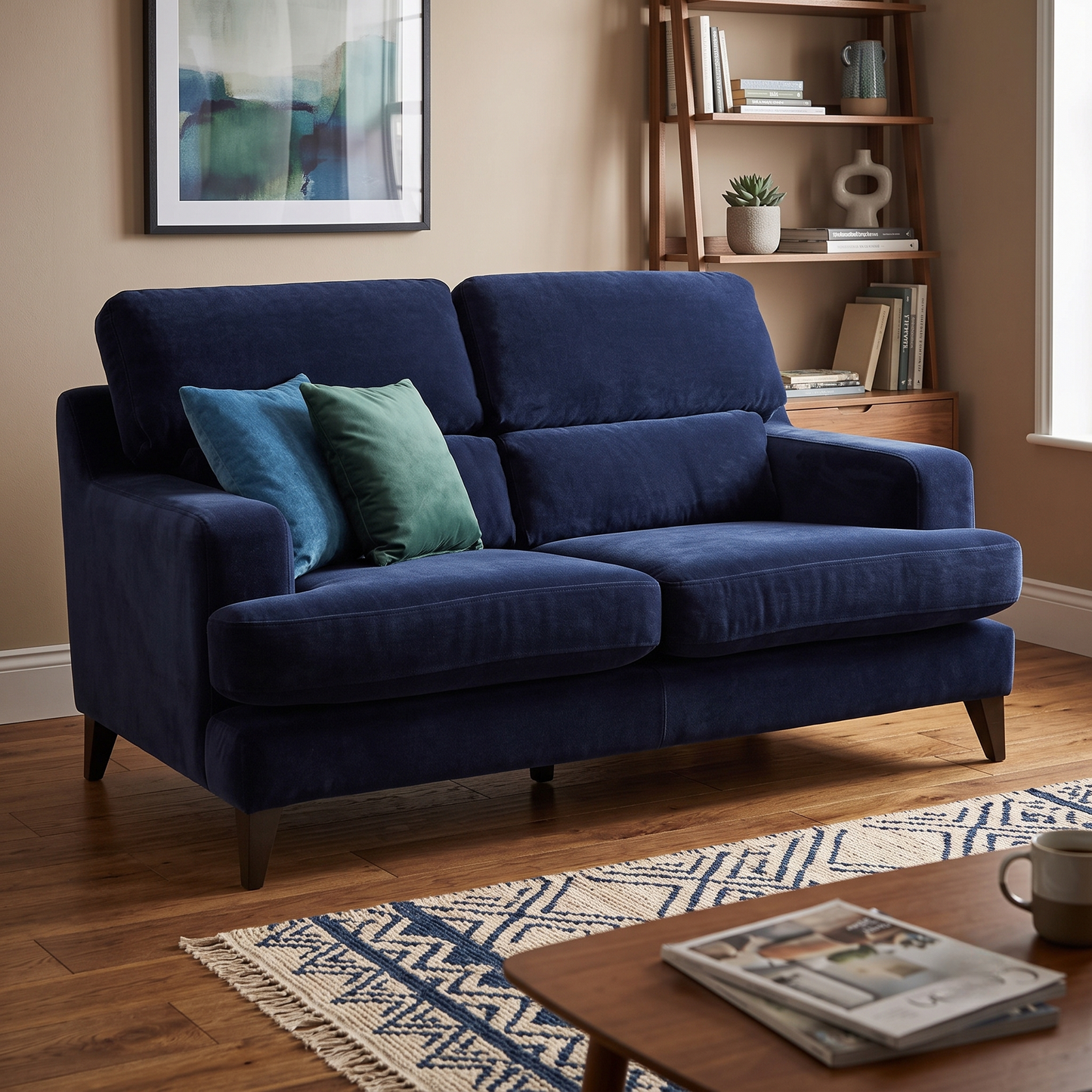 The Lounge Co. ‘Romilly’ Mid009 Midnight Indigo Blue Fabric 2.5 Seater Sofa