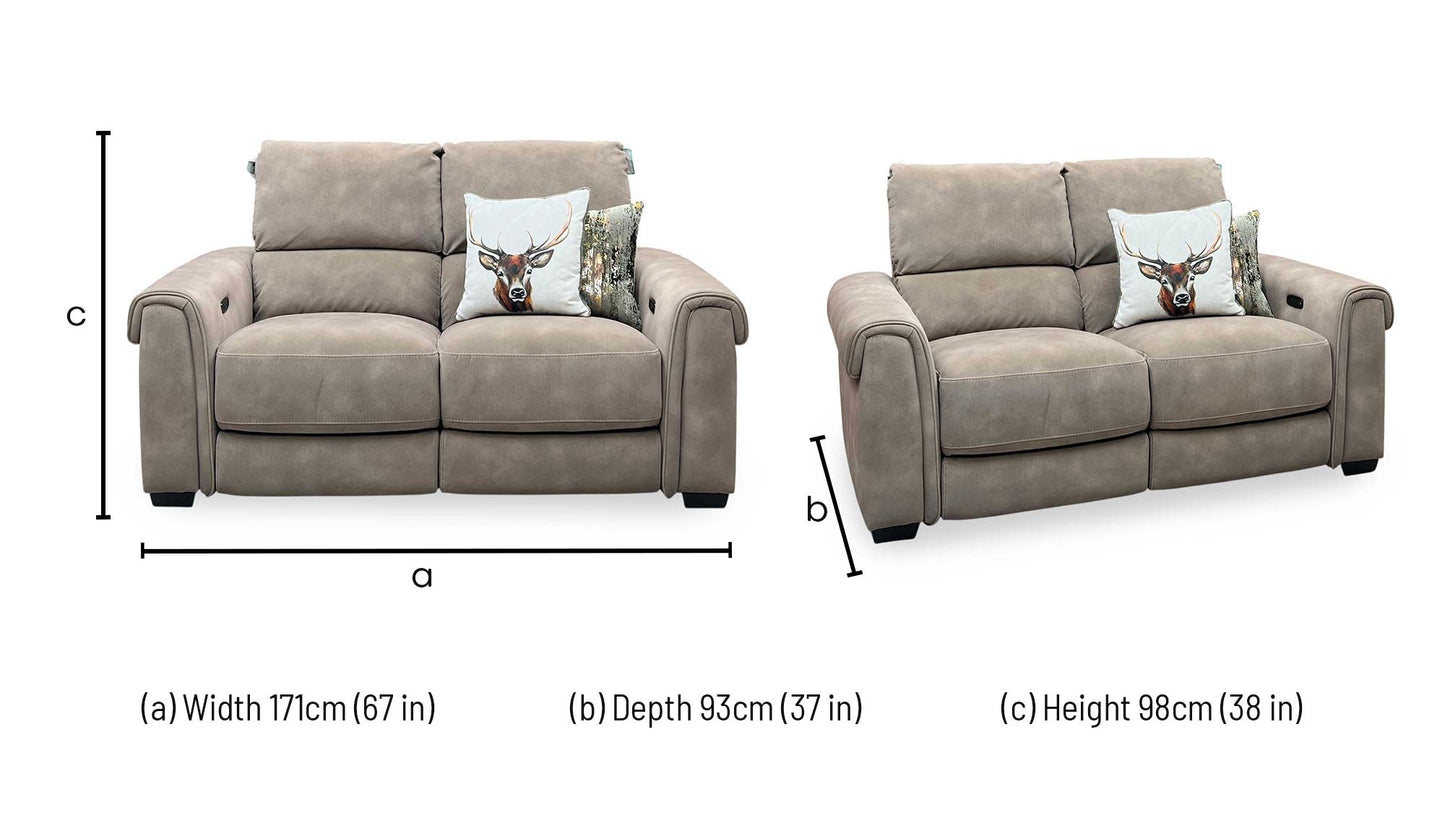 ‘Nixon' Sfa-Pey-R05 Marble Taupe Velvet 2 Seater Power Recliner Sofa Furniture Village