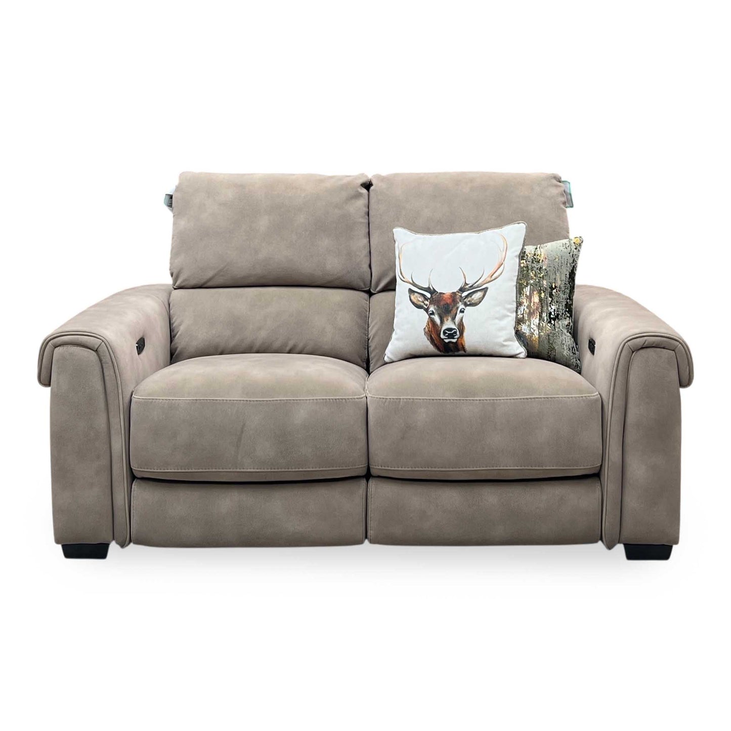 ‘Nixon' Sfa-Pey-R05 Marble Taupe Velvet 2 Seater Power Recliner Sofa Furniture Village