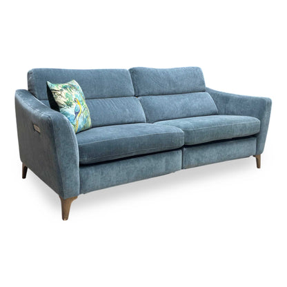 ‘Moderna’ Mht Airforce Blue Sw Fabric 3 Seater Power Recliner Sofa with Telescopic Headrests