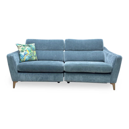 ‘Moderna’ Mht Airforce Blue Sw Fabric 3 Seater Power Recliner Sofa with Telescopic Headrests