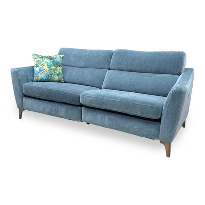 ‘Moderna’ Mht Airforce Blue Sw Fabric 3 Seater Power Recliner Sofa with Telescopic Headrests