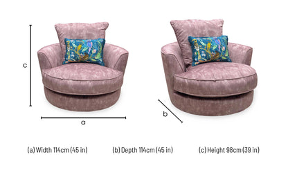 'Legend' Sublime Dusk Pink Velvet Swivel Chair