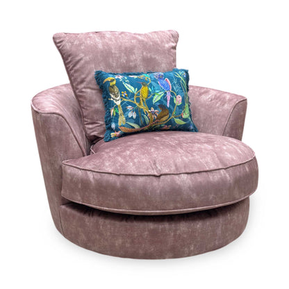 'Legend' Sublime Dusk Pink Velvet Swivel Chair