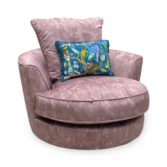 'Legend' Sublime Dusk Pink Velvet Swivel Chair