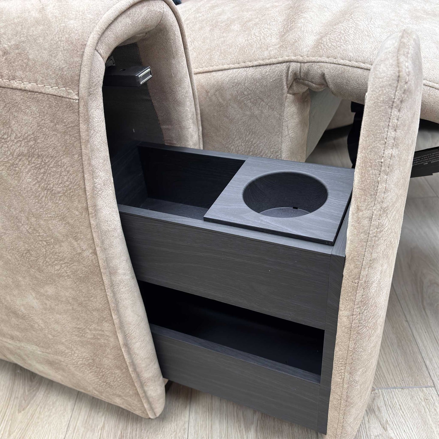 ‘Flex’ Bfa-Bnn-R26 Cream Velvet Small Corner Sofa with Power Recliner and Storage Arms