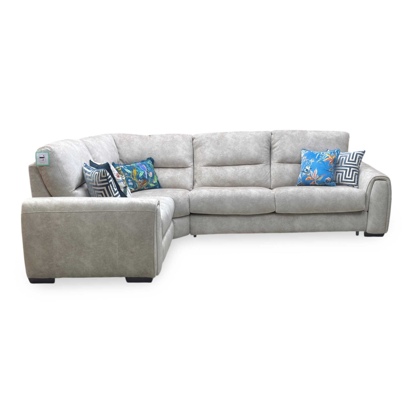 ‘Flex’ Bfa-Bnn-R26 Cream Velvet Small Corner Sofa with Power Recliner and Storage Arms