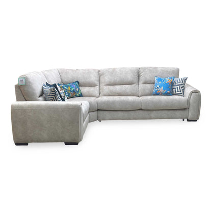 ‘Flex’ Bfa-Bnn-R26 Cream Velvet Small Corner Sofa with Power Recliner and Storage Arms