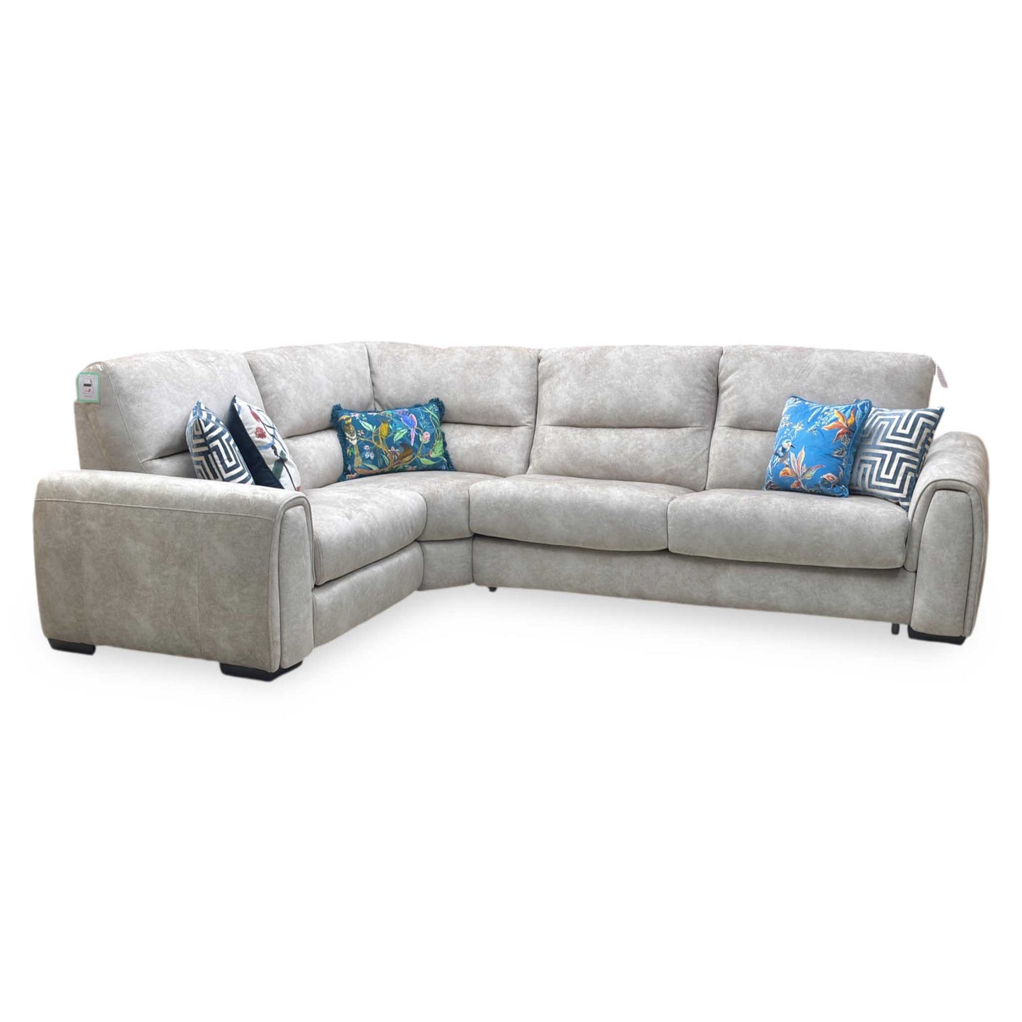 ‘Flex’ Bfa-Bnn-R26 Cream Velvet Small Corner Sofa with Power Recliner and Storage Arms