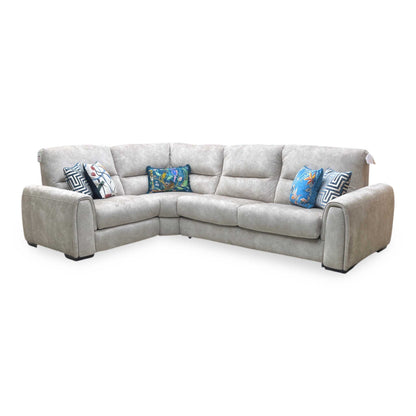 ‘Flex’ Bfa-Bnn-R26 Cream Velvet Small Corner Sofa with Power Recliner and Storage Arms
