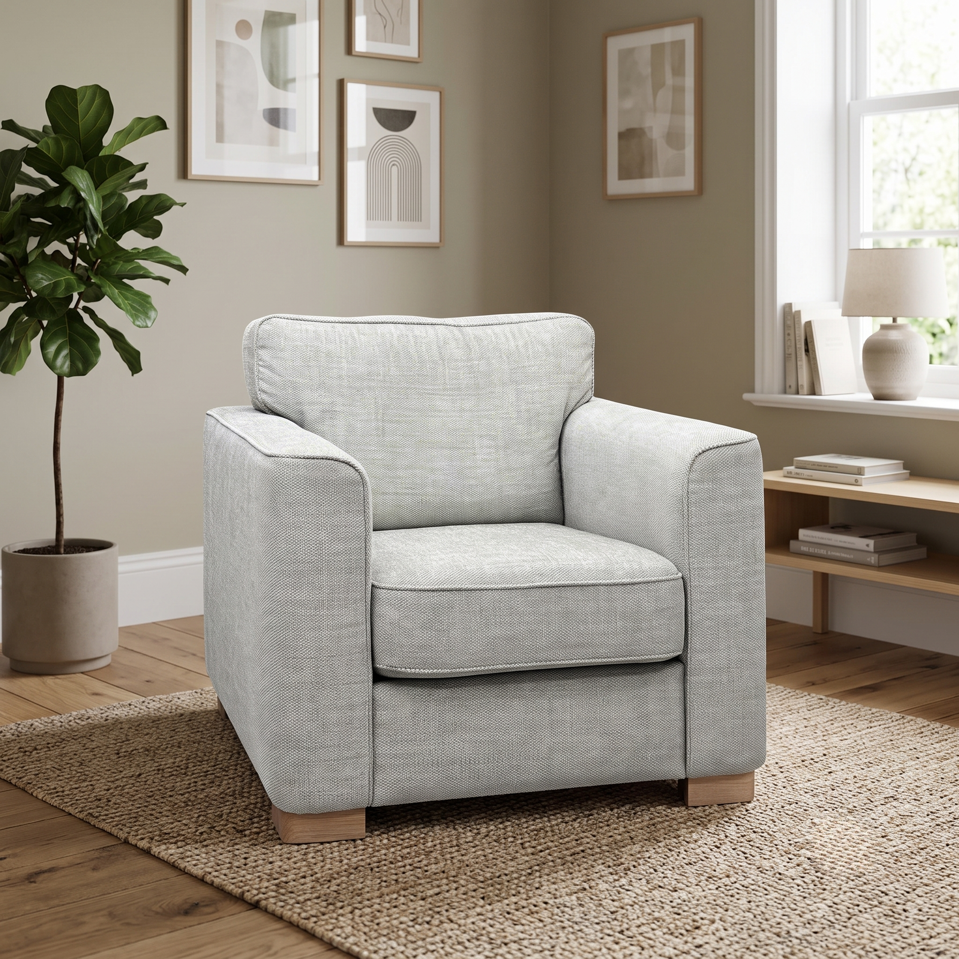 ‘Elora’ Beige Fabric Standard Armchair Furniture Village