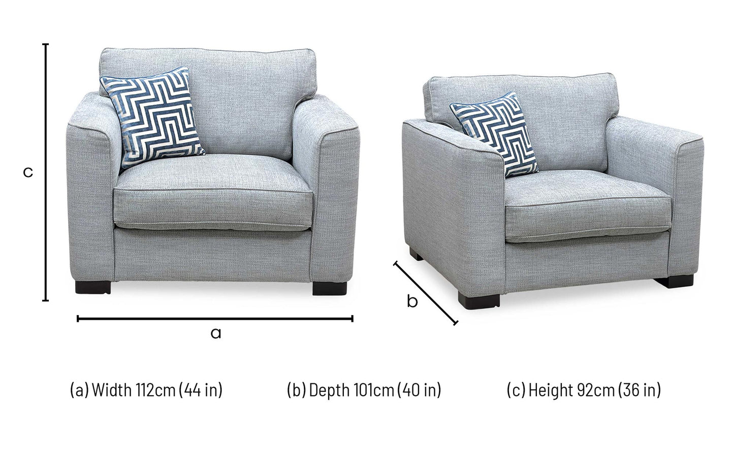 ‘Elora’ Kento 301 Warm Grey Fabric Large Armchair