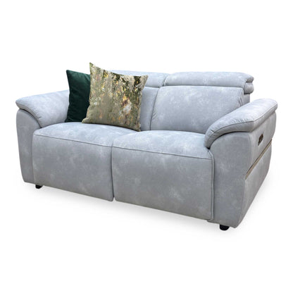 ‘Dolomite’ Dexter Smoke Blue Velvet 2 Seater Power Recliner Sofa with Power Headrests