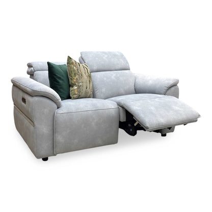 ‘Dolomite’ Dexter Smoke Blue Velvet 2 Seater Power Recliner Sofa with Power Headrests