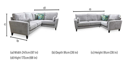 Ideal Home ‘Brondby’ Fab-Meo-R27 Pewter Grey Right Hand Facing Small Fabric Corner Sofa