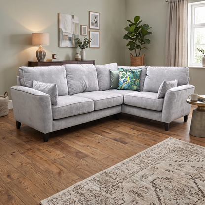 Ideal Home ‘Brondby’ Fab-Meo-R27 Pewter Grey Right Hand Facing Small Fabric Corner Sofa