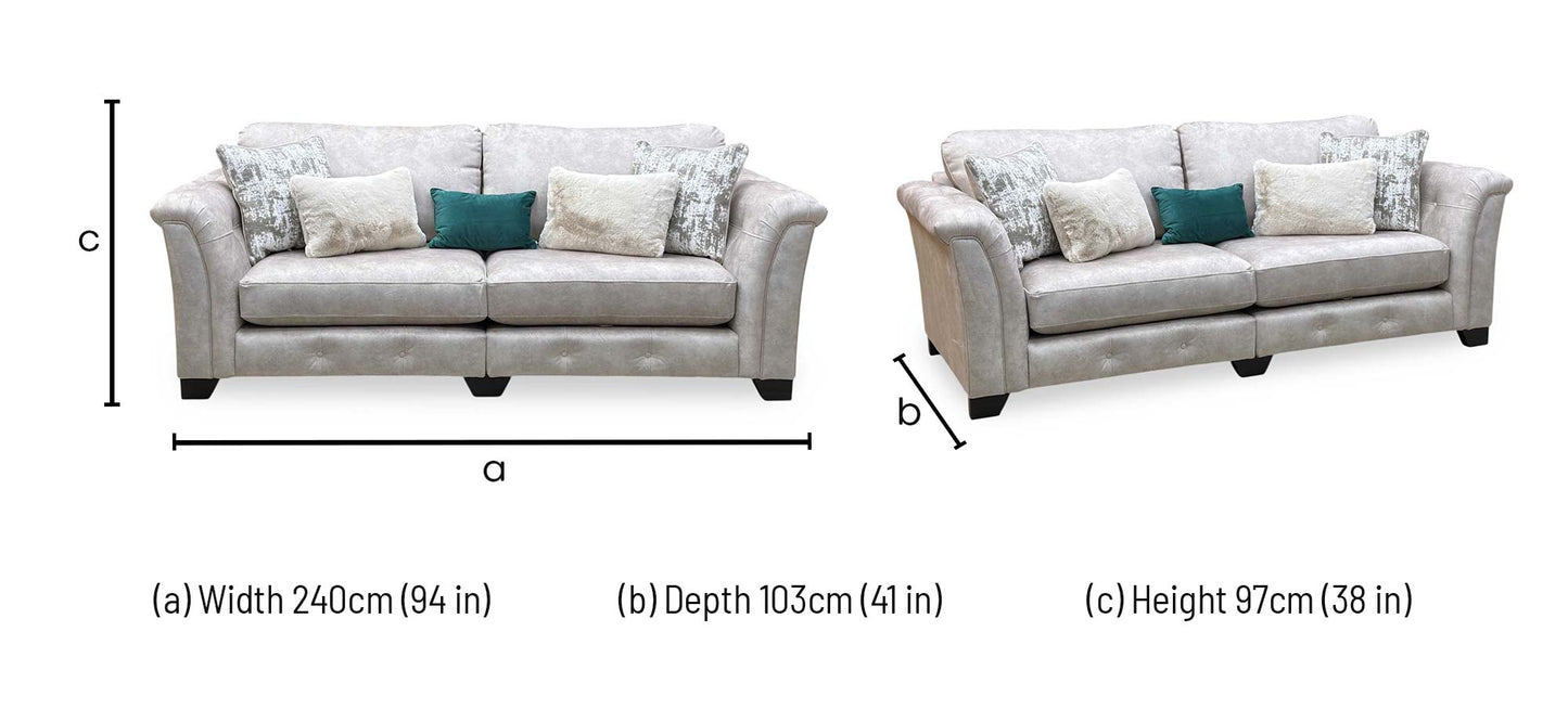 ‘Aura' Kenzo Cream Dw Ft Fabric 4 Seater Classic Back Split Frame Sofa