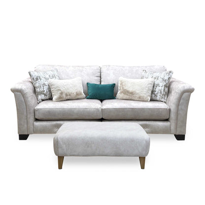 'Aura' Kenzo Cream Dw Ft Fabric 4 Seater Classic Back Split Frame Sofa with Footstool