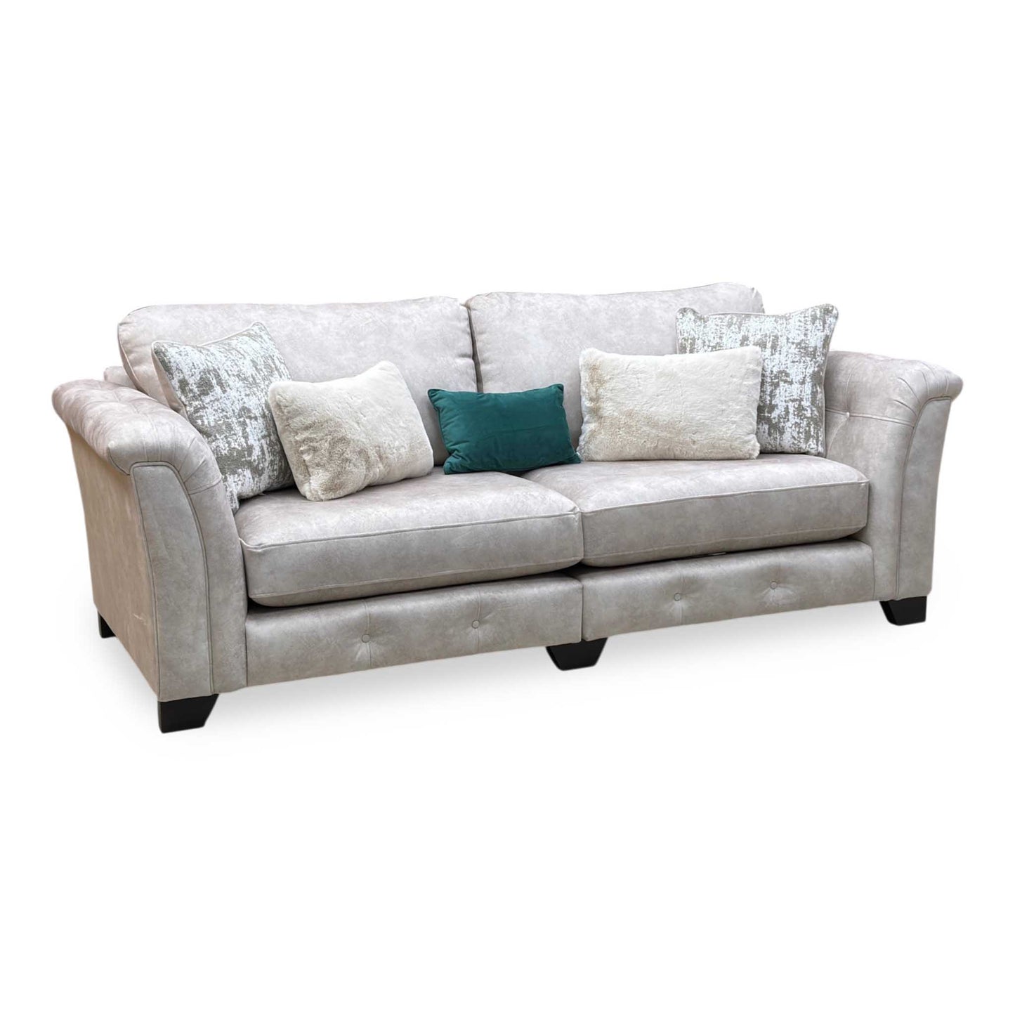 ‘Aura' Kenzo Cream Dw Ft Fabric 4 Seater Classic Back Split Frame Sofa