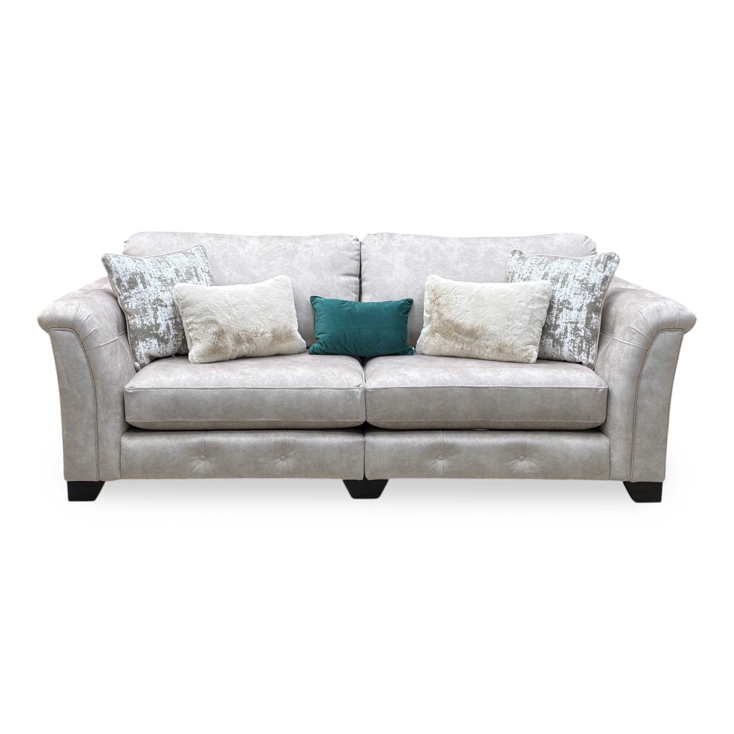 ‘Aura' Kenzo Cream Dw Ft Fabric 4 Seater Classic Back Split Frame Sofa