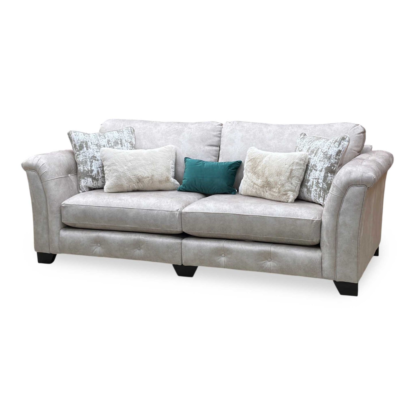 ‘Aura' Kenzo Cream Dw Ft Fabric 4 Seater Classic Back Split Frame Sofa