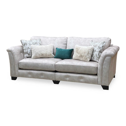 ‘Aura' Kenzo Cream Dw Ft Fabric 4 Seater Classic Back Split Frame Sofa