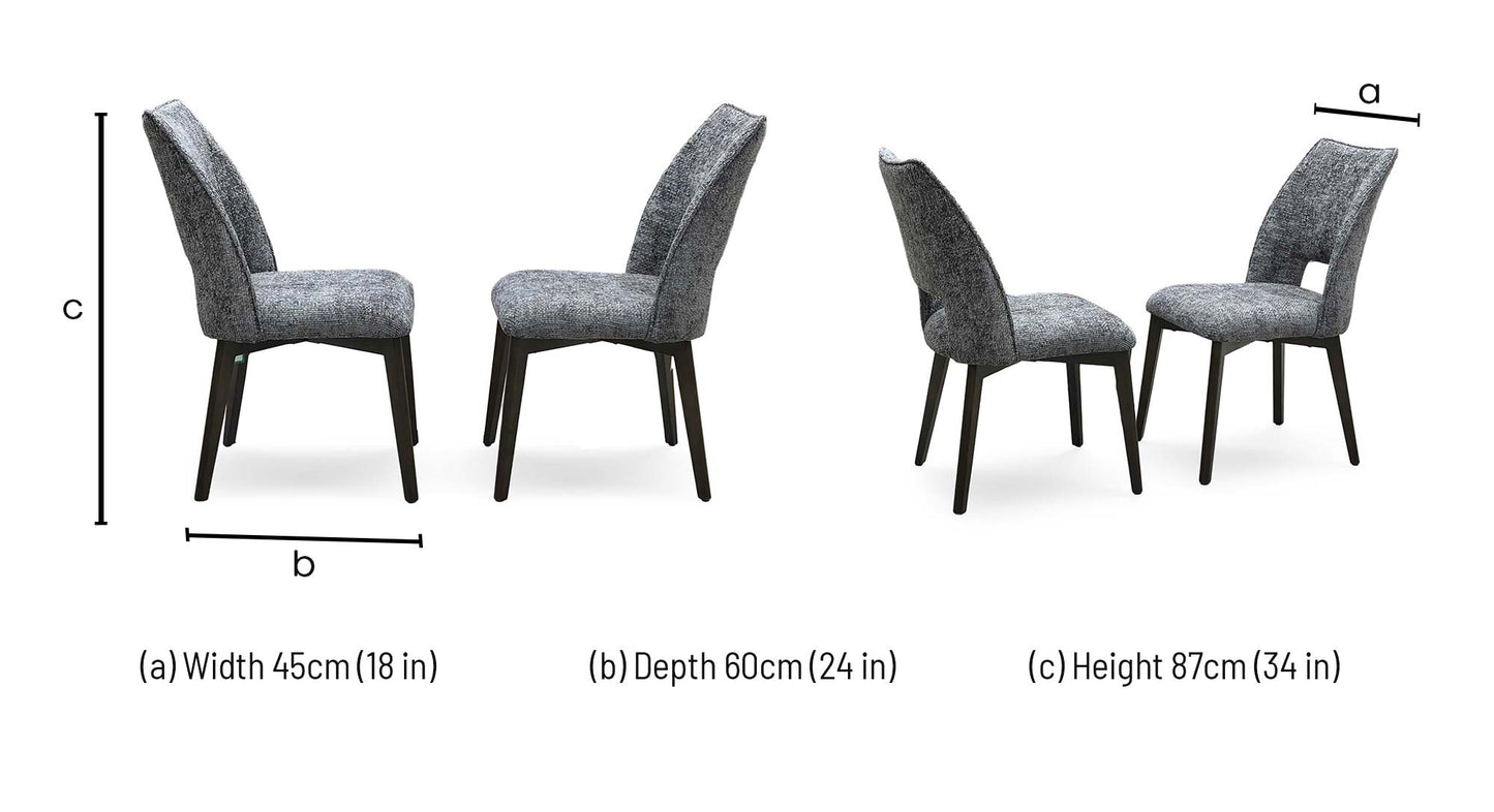 ‘Valley’ Dark Grey Fabric Dining Chairs - Set of 2